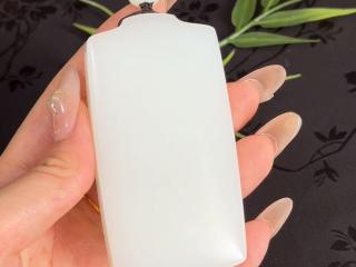 和田玉羊脂白玉无事牌挂件,美玉分享,好货来袭